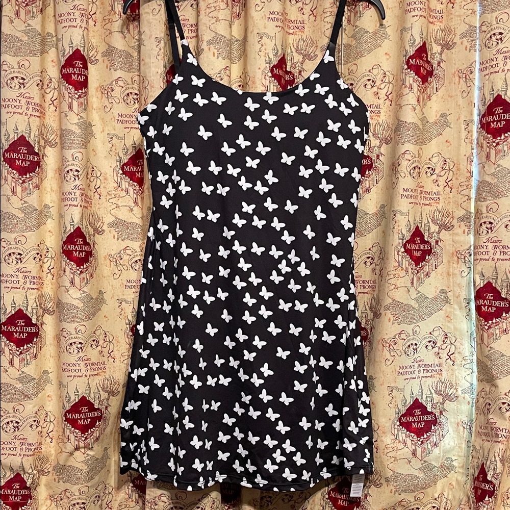 Black and White Butterfly Active Dress